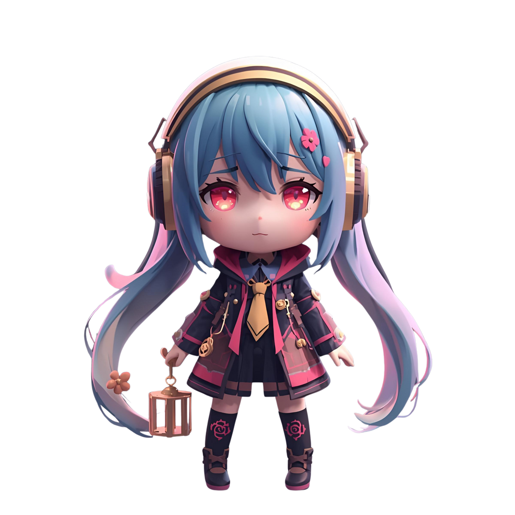 Cute Chibi Cat Girl 3D Character | 12 Transparent PNG | VTuber Avatar | Digital Download | Commercial Use