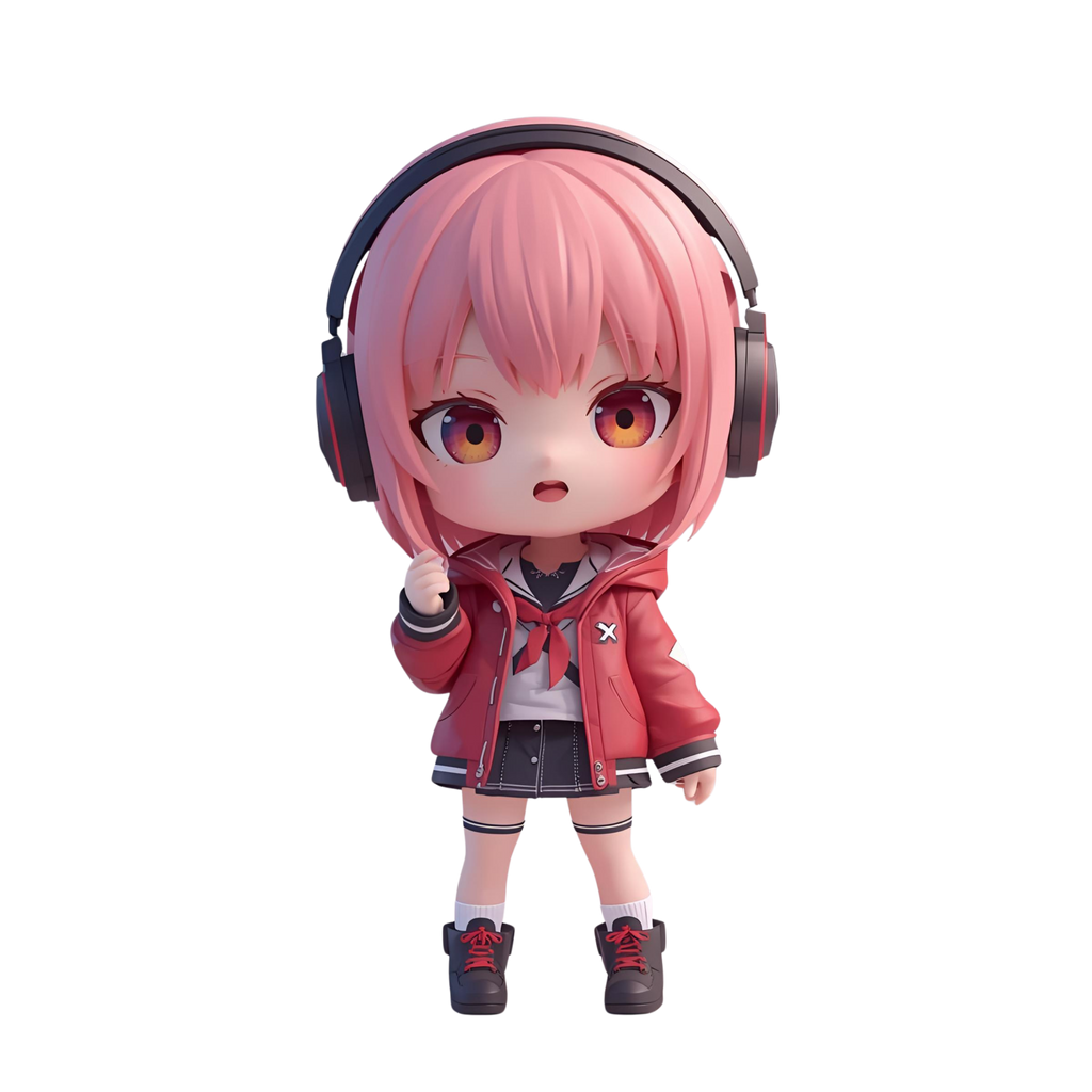 Cute Chibi Cat Girl 3D Character | 12 Transparent PNG | VTuber Avatar | Digital Download | Commercial Use