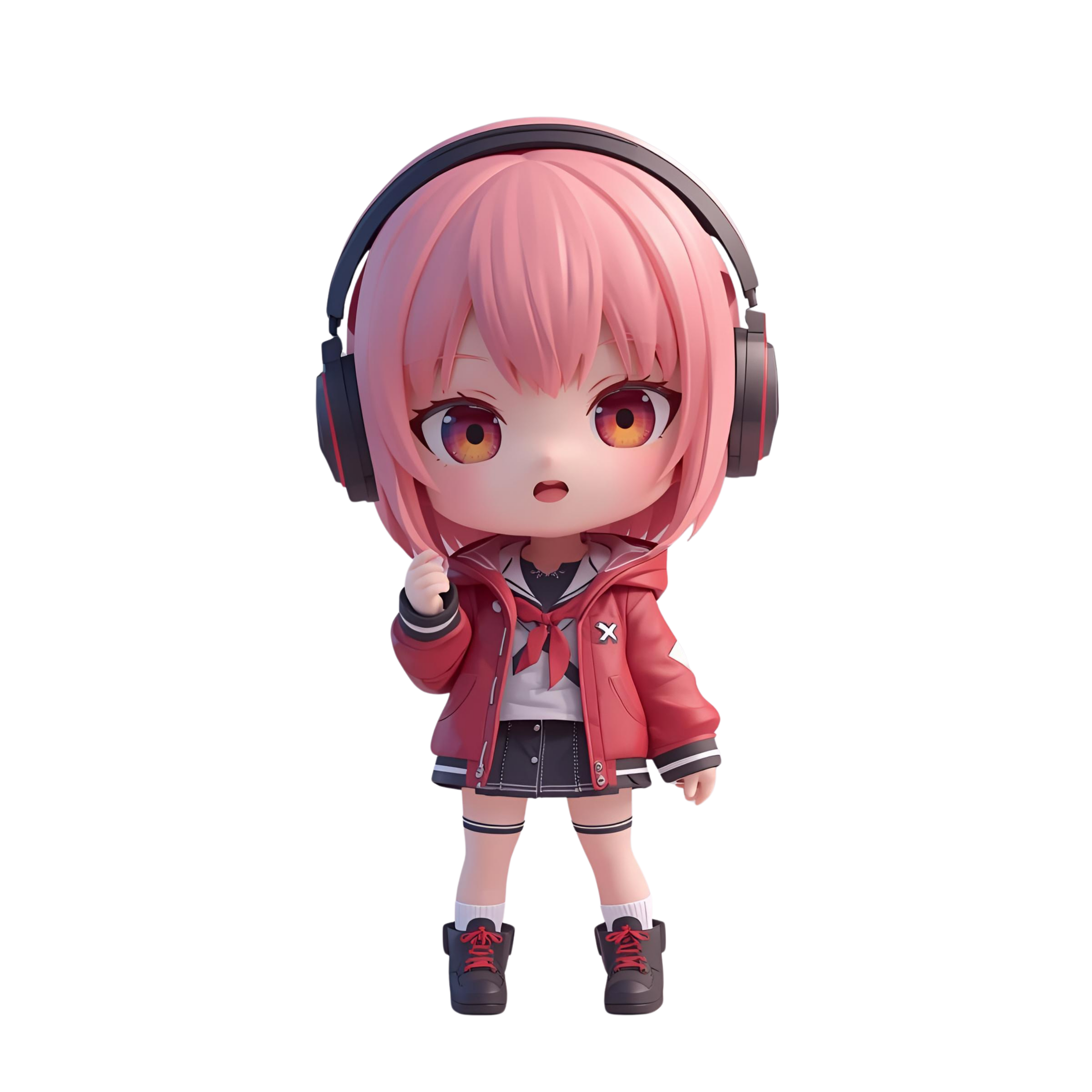 Cute Chibi Cat Girl 3D Character | 12 Transparent PNG | VTuber Avatar | Digital Download | Commercial Use