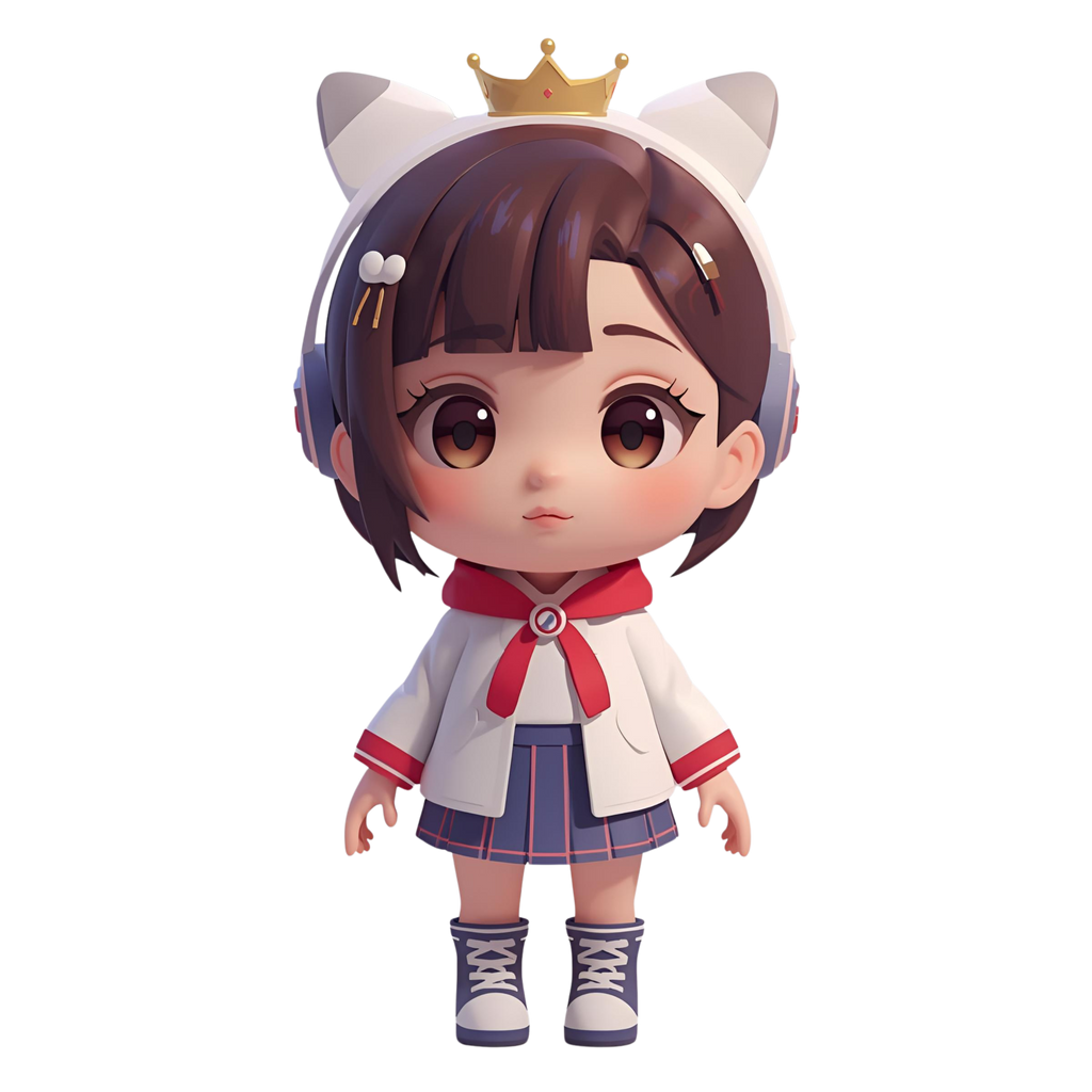 Cute Chibi Cat Girl 3D Character | 12 Transparent PNG | VTuber Avatar | Digital Download | Commercial Use