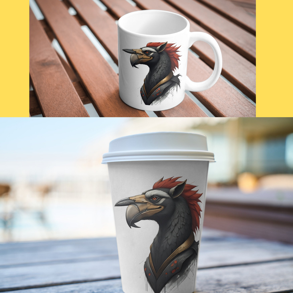 Crimson Crest Warrior - Fantasy Bird Character Portrait | Digital Download PNG