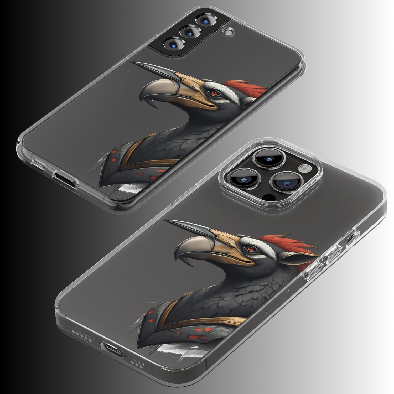 Crimson Crest Warrior - Fantasy Bird Character Portrait | Digital Download PNG