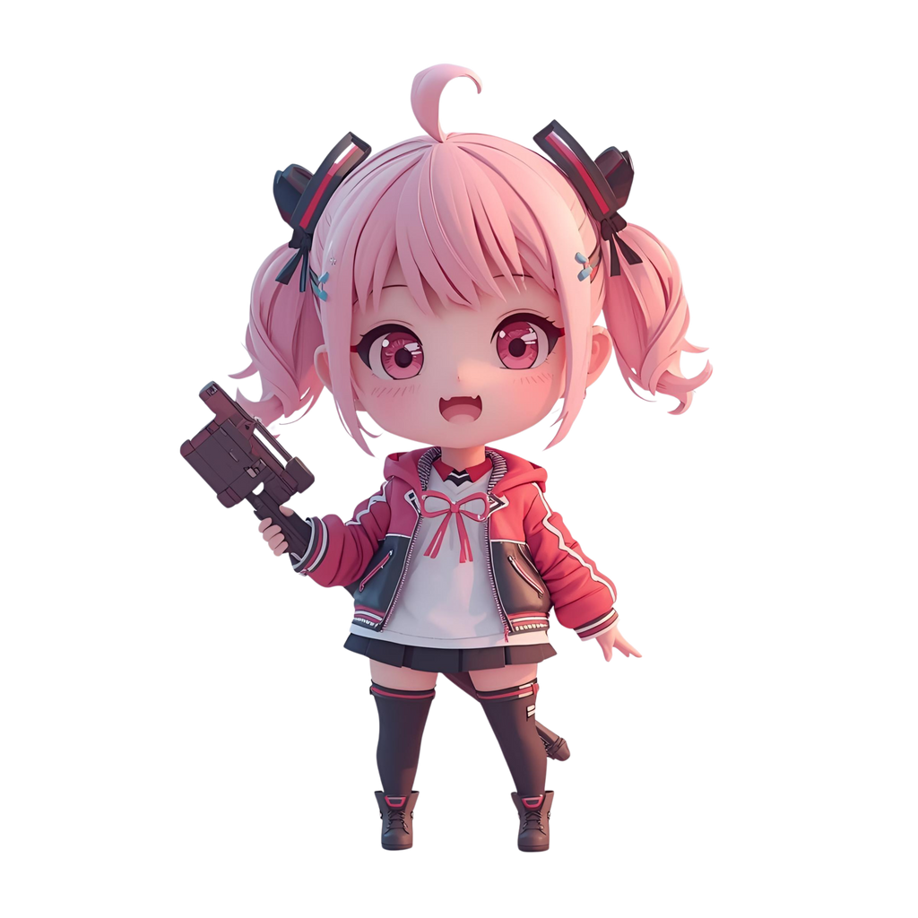 Cute Chibi Cat Girl 3D Character | 12 Transparent PNG | VTuber Avatar | Digital Download | Commercial Use