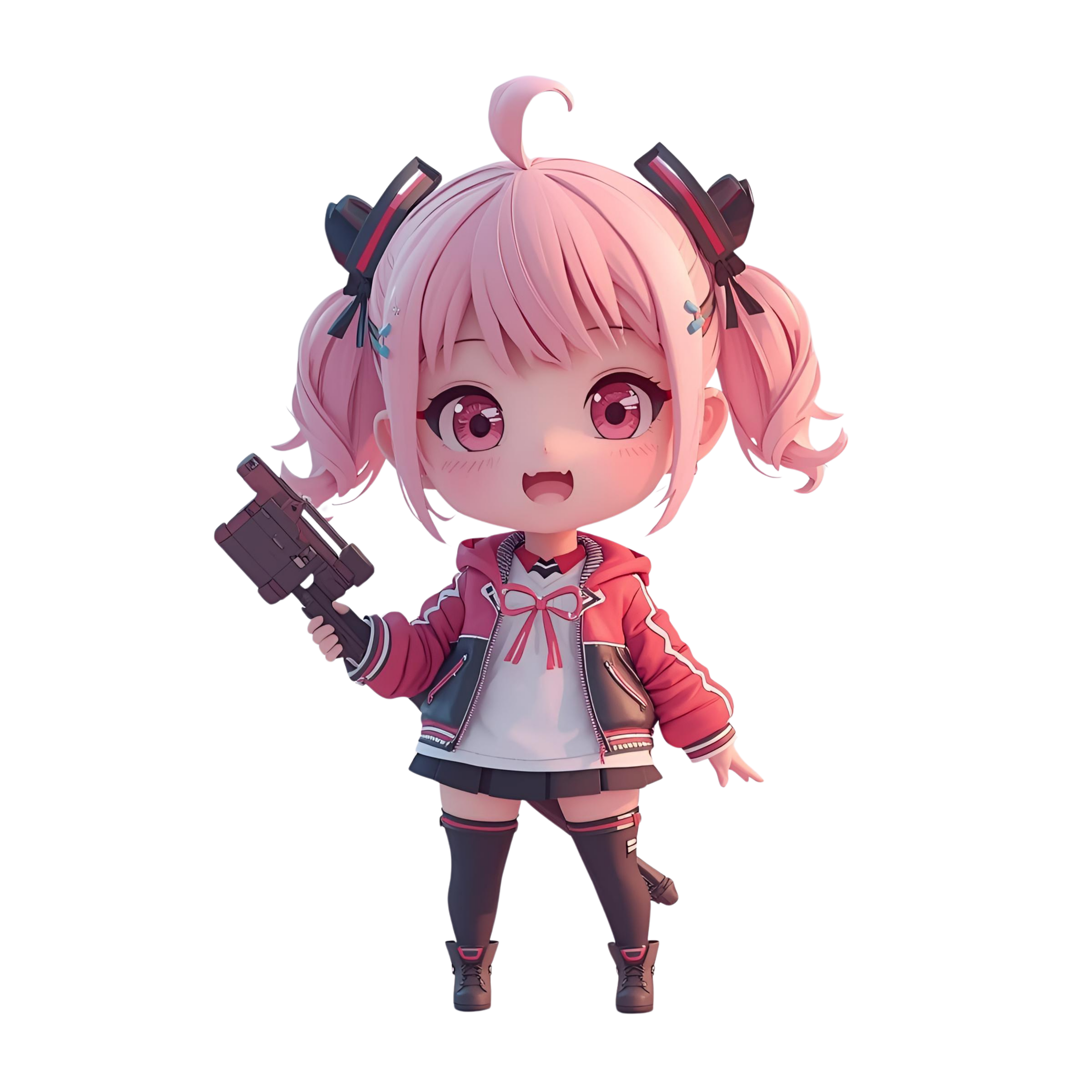 Cute Chibi Cat Girl 3D Character | 12 Transparent PNG | VTuber Avatar | Digital Download | Commercial Use