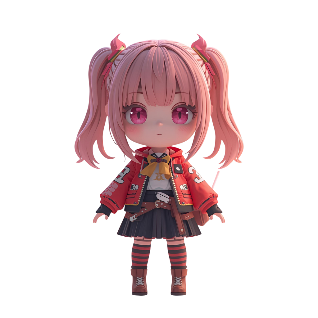 Cute Chibi Cat Girl 3D Character | 12 Transparent PNG | VTuber Avatar | Digital Download | Commercial Use
