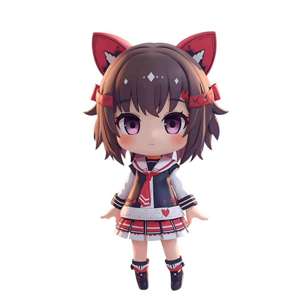 Cute Chibi Cat Girl 3D Character | 12 Transparent PNG | VTuber Avatar | Digital Download | Commercial Use