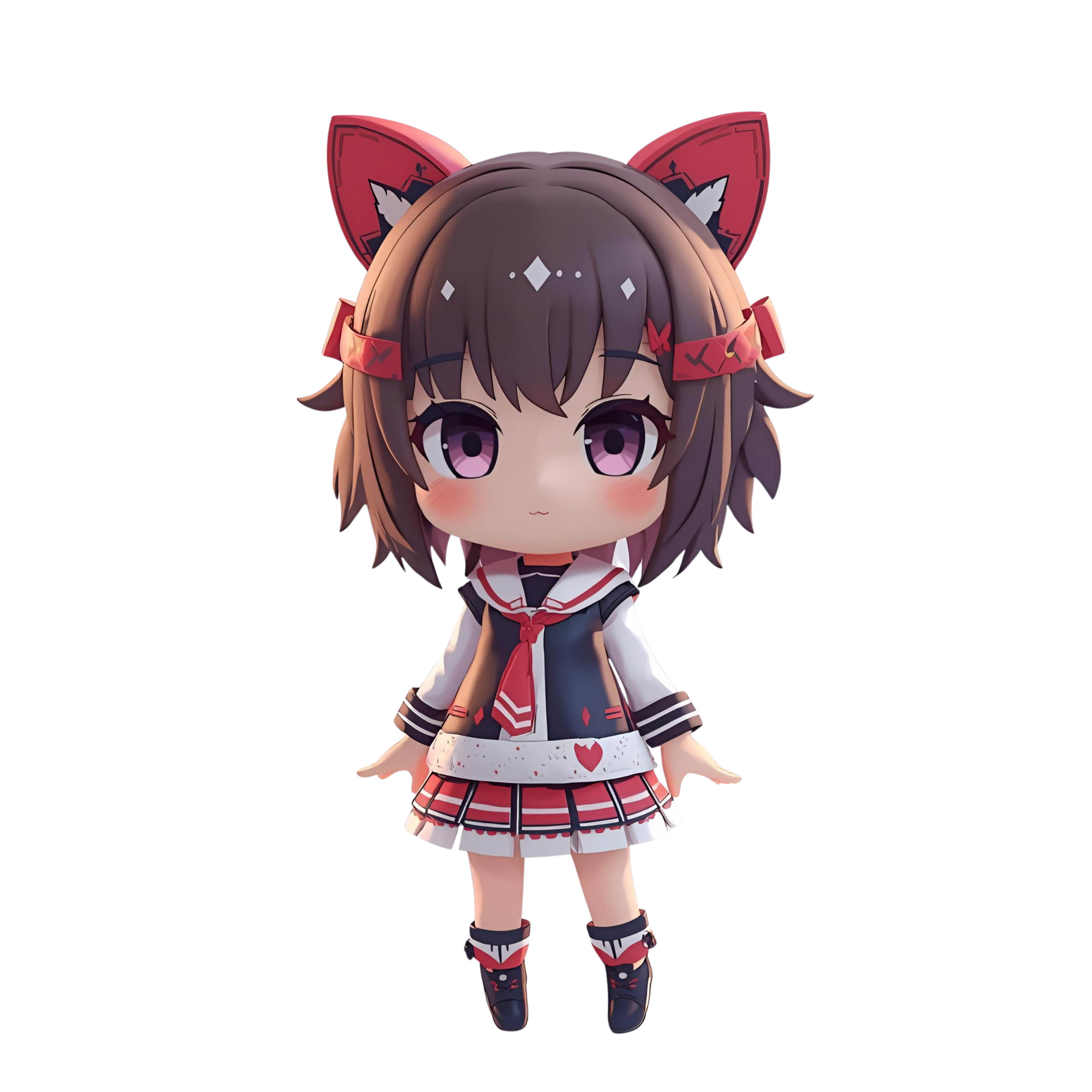 Cute Chibi Cat Girl 3D Character | 12 Transparent PNG | VTuber Avatar | Digital Download | Commercial Use