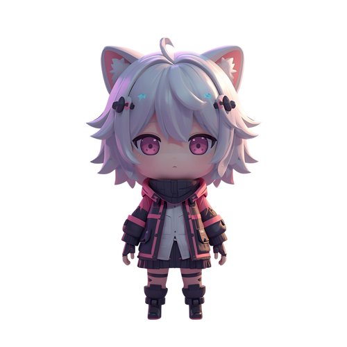Cute Chibi Cat Girl 3D Character | 12 Transparent PNG | VTuber Avatar | Digital Download | Commercial Use
