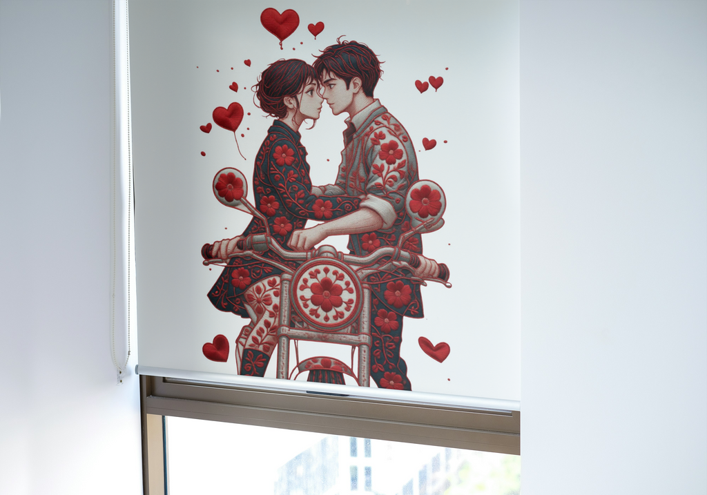Romantic Couple on Bicycle Digital Illustration - Valentine's Day PNG with Transparent Background