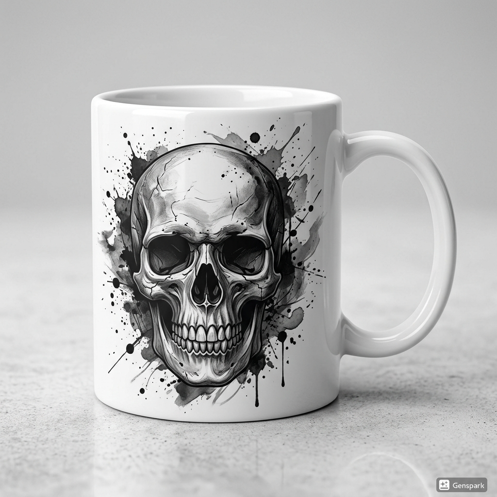 Premium Grunge Skull Digital Art PNG | Transparent Background | Commercial Use | Instant Download