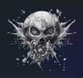 Global Mechanism Skull | Cyberpunk Digital Art PNG | Transparent Background | Instant Download