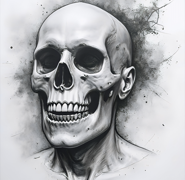 Premium Grunge Skull Digital Art PNG | Transparent Background | Commercial Use | Instant Download