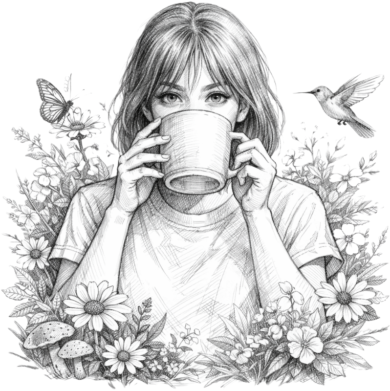 Botanical Woman Portrait Digital Art PNG | Transparent Background | Sublimation Design | Instant Download