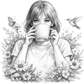 Botanical Woman Portrait Digital Art PNG | Transparent Background | Sublimation Design | Instant Download