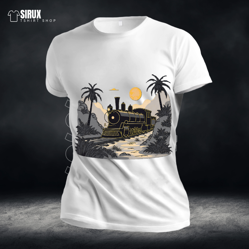 Vintage Steam Train Digital Art - Retro Locomotive PNG with Transparent Background - Instant Download