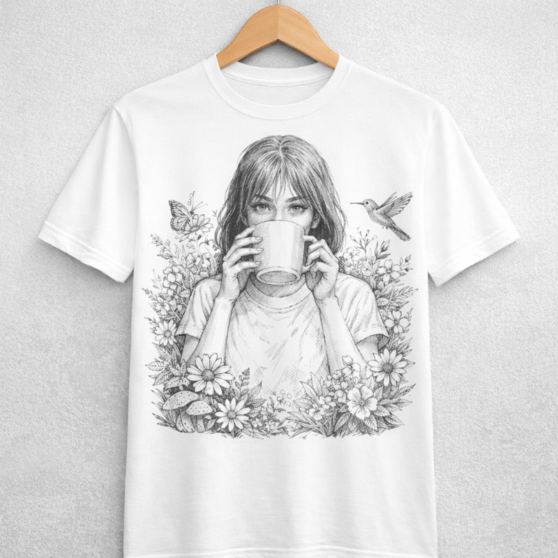 Botanical Woman Portrait Digital Art PNG | Transparent Background | Sublimation Design | Instant Download