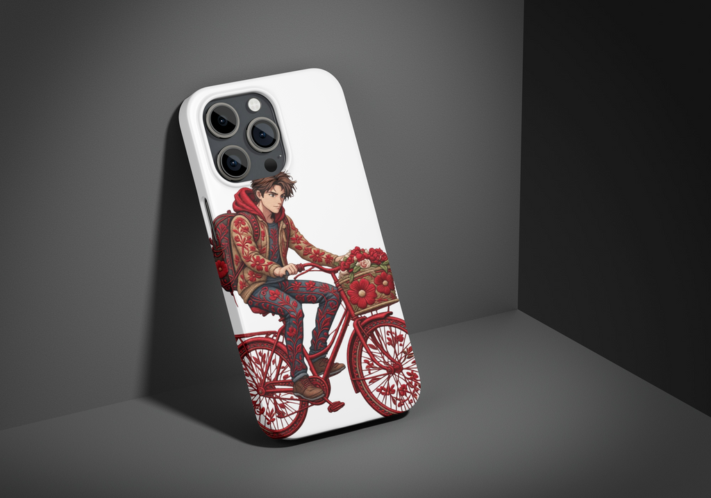 Romantic Couple on Bicycle Digital Illustration - Valentine's Day PNG with Transparent Background