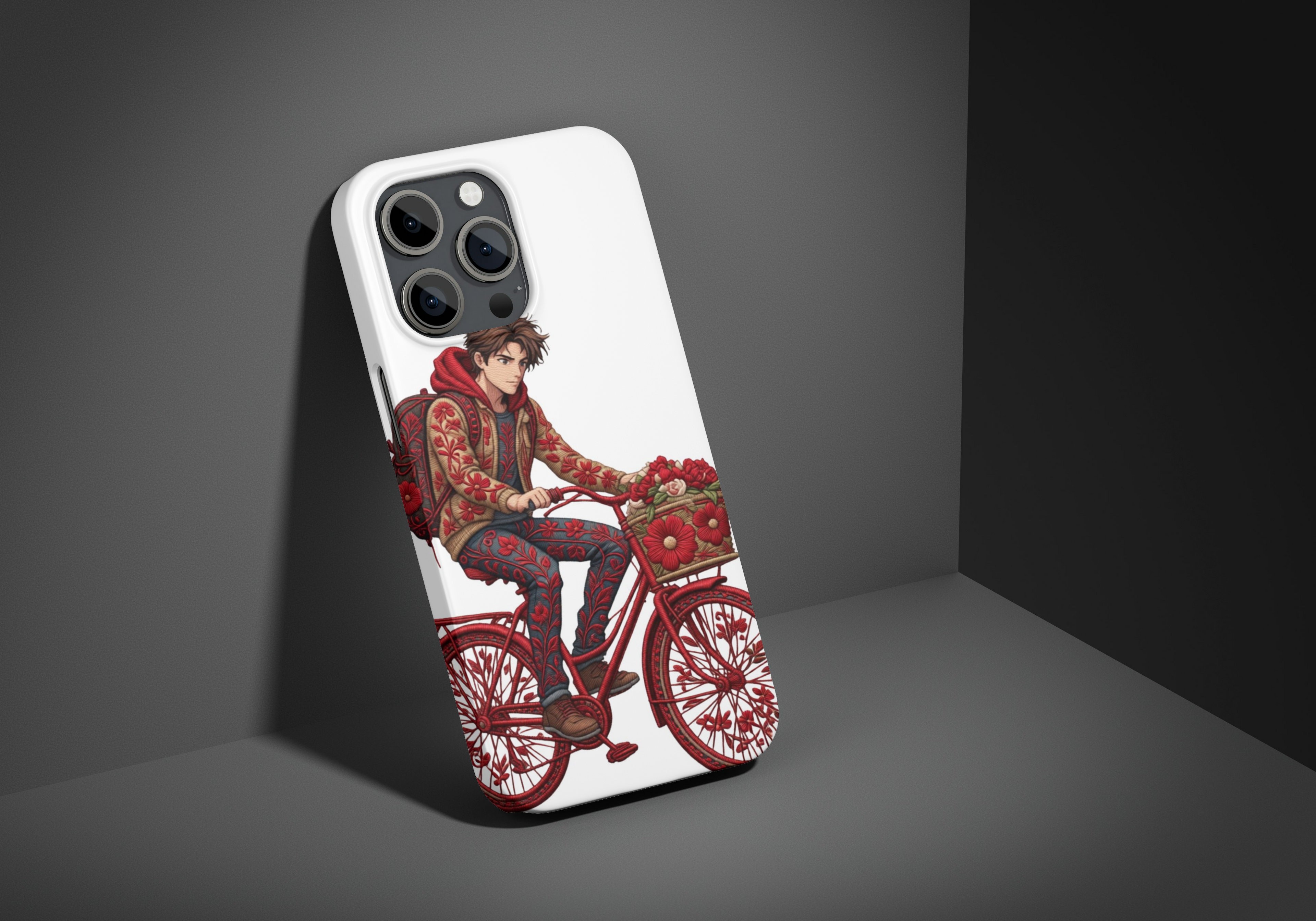 Romantic Couple on Bicycle Digital Illustration - Valentine's Day PNG with Transparent Background