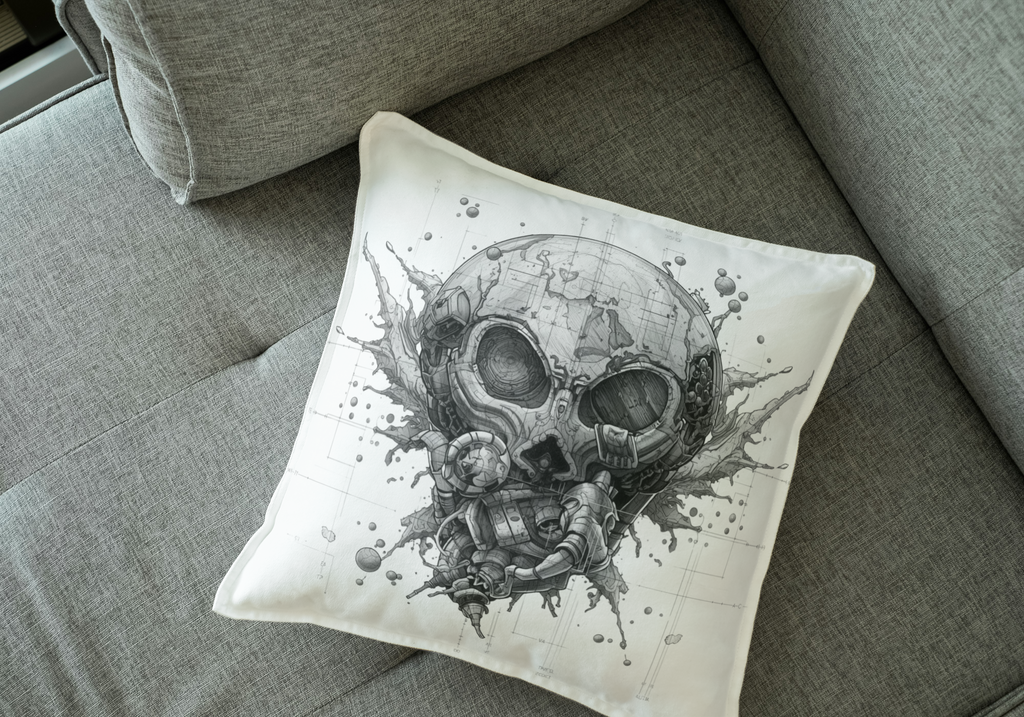 Global Mechanism Skull | Cyberpunk Digital Art PNG | Transparent Background | Instant Download