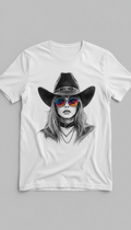 Boho Cowgirl Digital Art PNG | Rainbow Sunglasses Western Girl | Transparent Background | Instant Download