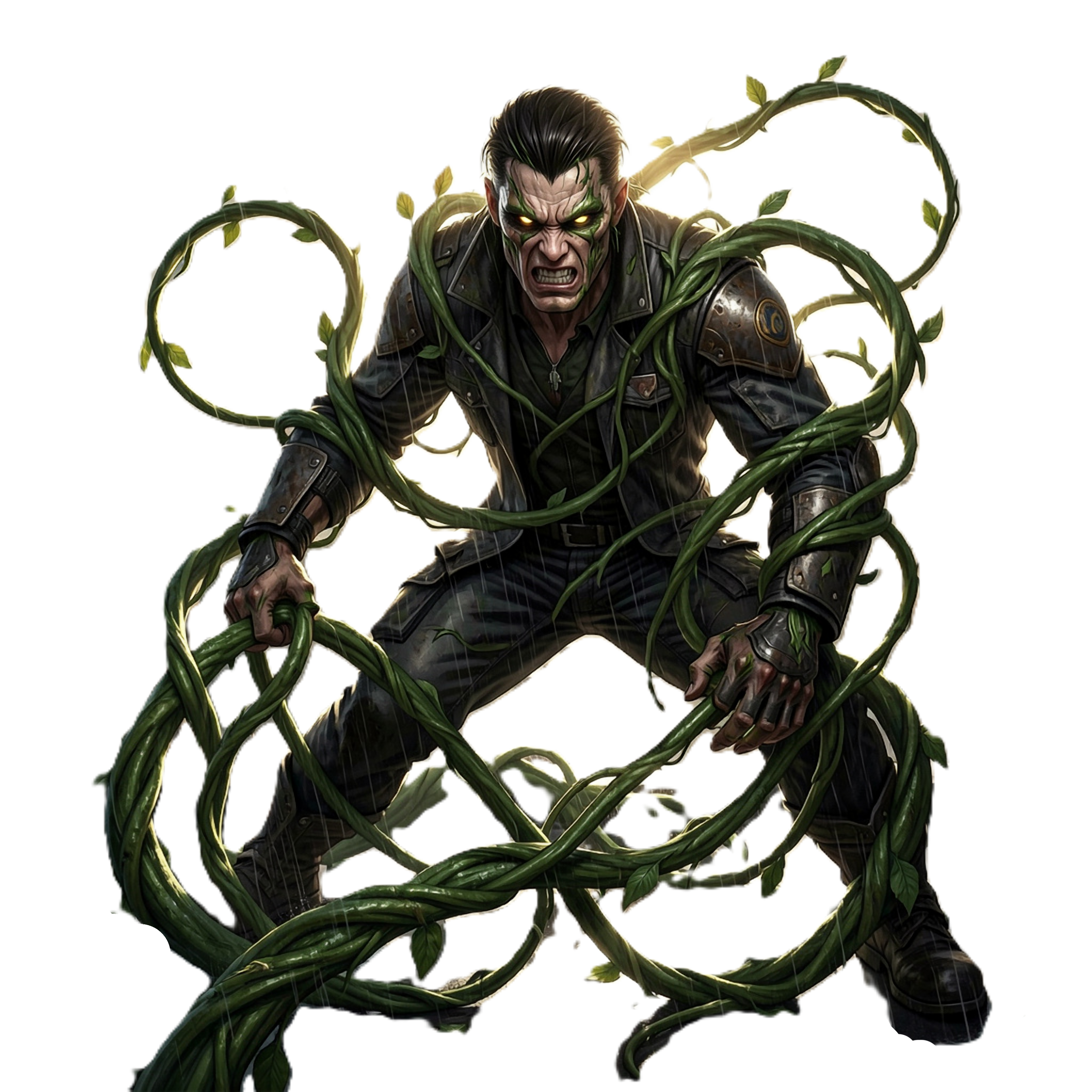 Mystic Man – Glowing Green Eyes Digital Art PNG | Fantasy Hero Illustration | Commercial Use