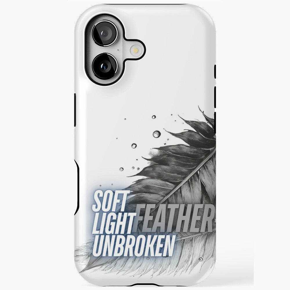 Feather-Heart" Digital Design | Soft Light Unbroken Quote | High-Res PNG with Transparent Background