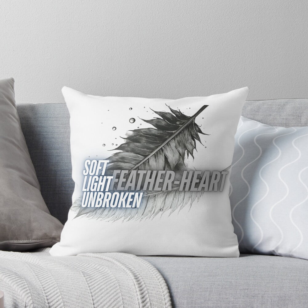 Feather-Heart" Digital Design | Soft Light Unbroken Quote | High-Res PNG with Transparent Background